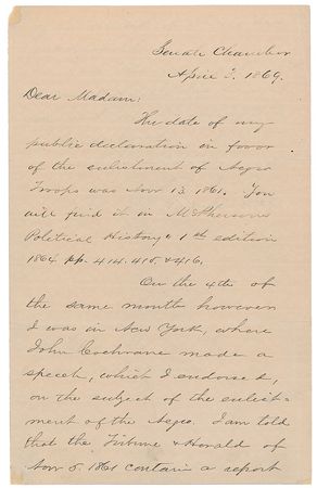 Lot #376 Simon Cameron Handwritten Letter Signed - Image 1