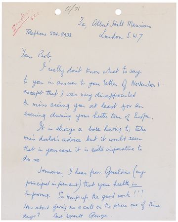Lot #1008 George Sanders Handwritten Letter Signed - Image 1