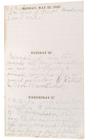 Lot #423 Francis A. Clary: Remarkable 1863 Civil War journal from a sergeant killed in action: ?All prepared for the attack of Port Hudson at early dawn? - Image 4
