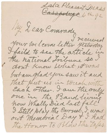 Lot #440 Union Band Leader: Lincoln requests “Dixies Land”—“I said Mr. President that’s a Confederate tune, he smiled and said it was but we’ve captured it” - Image 1
