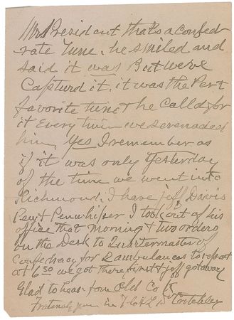Lot #440 Union Band Leader: Lincoln requests “Dixies Land”—“I said Mr. President that’s a Confederate tune, he smiled and said it was but we’ve captured it” - Image 4