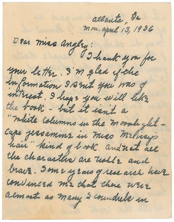 Lot #686 Margaret Mitchell: “Not all the characters are noble and brave. Some years of research have convinced me that there were almost as many Scoundrels in the Sixties as there are today” - Image 1
