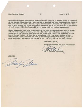Lot #946 Marilyn Monroe: 20th Century Fox accommodates the emerging starlet in 1952 - Image 2