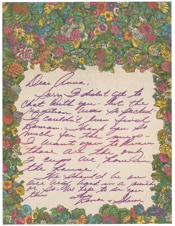 Lot #949 Sharon Tate: Rare letter of thanks after her wedding to Polanski: 