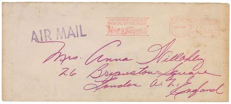 Lot #949 Sharon Tate: Rare letter of thanks after her wedding to Polanski: 