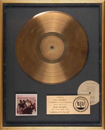 Lot #828 Jefferson Airplane RIAA Sales Award - Image 1