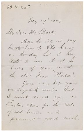 Lot #672 O. Henry: “May the ink in my bottle turn to Old Crow on the day that I hesitate to use it” - Image 1
