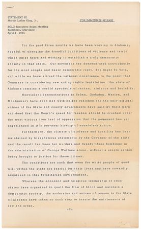 Lot #223 Martin Luther King, Jr Printed Statements - Image 1