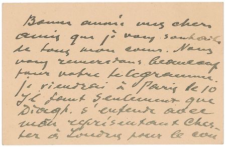 Lot #771 Igor Stravinsky: Early letter about Diaghilev and adaptations of his first opera, The Nightingale - Image 1