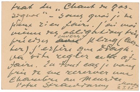 Lot #771 Igor Stravinsky: Early letter about Diaghilev and adaptations of his first opera, The Nightingale - Image 2