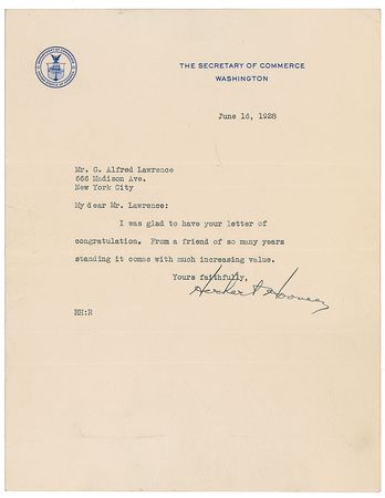 Lot #55 Herbert Hoover Typed Letter Signed - Image 1