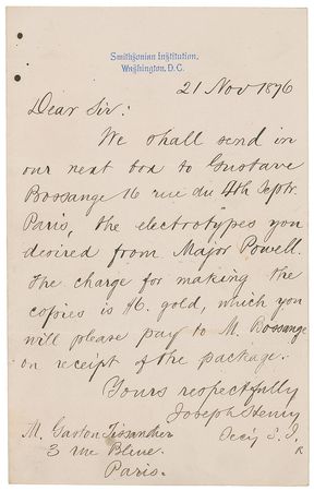 Lot #393 Joseph Henry Handwritten Letter Signed - Image 1