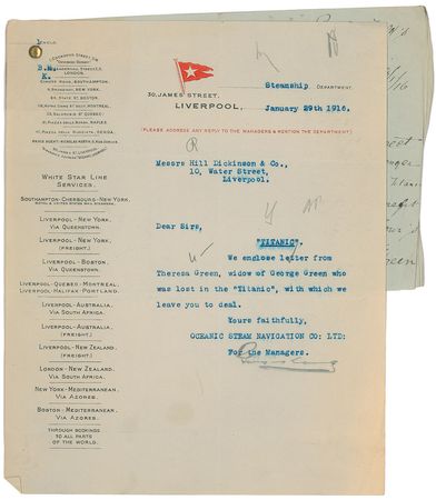 Lot #366 George Green: Mistaken identity in the wake of tragedy, denying compensation ?under the impression she was the widow of George Green, a fireman who was lost in the ?Titanic?? - Image 2