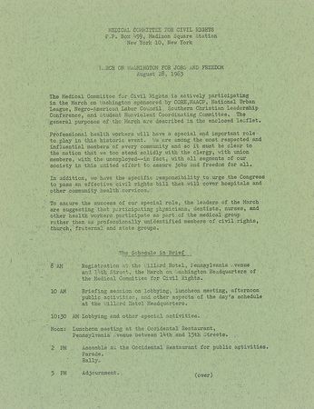 Lot #203 March on Washington Flyer and Informational Sheets - Image 9