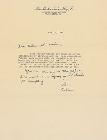 Lot #249 Coretta Scott King - Image 1