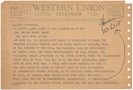 Lot #232 Martin Luther King, Jr: Outraged at the ?dastardly shooting of James Meredith,? MLK plans the 1966 March Against Fear - Image 1