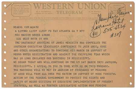 Lot #232 Martin Luther King, Jr: Outraged at the ?dastardly shooting of James Meredith,? MLK plans the 1966 March Against Fear - Image 3