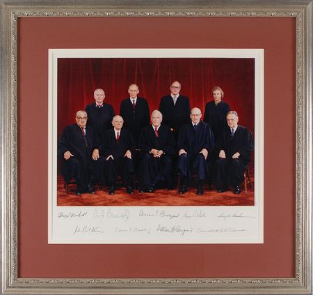 Lot #190 Burger Court: Outstanding oversized image of Burger?s historic last court with Marshall, O?Connor, and Rehnquist - Image 1