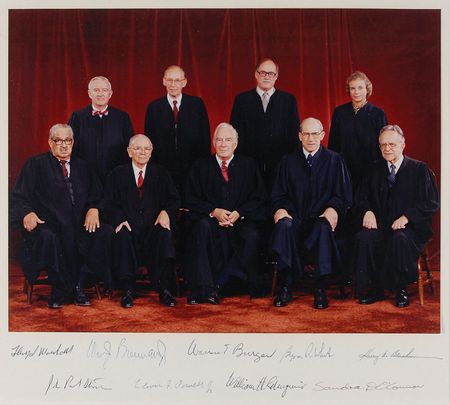 Lot #190 Burger Court: Outstanding oversized image of Burger?s historic last court with Marshall, O?Connor, and Rehnquist - Image 2