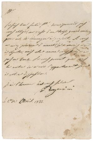 Lot #762 Niccolo Paganini: Scarce letter to the author of Carmen - Image 1
