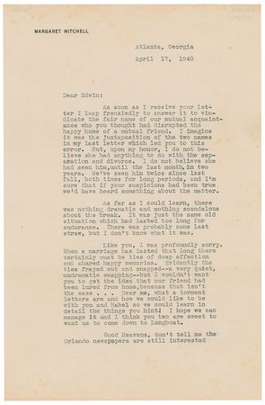 Lot #663 Margaret Mitchell Typed Letter Signed - Image 1