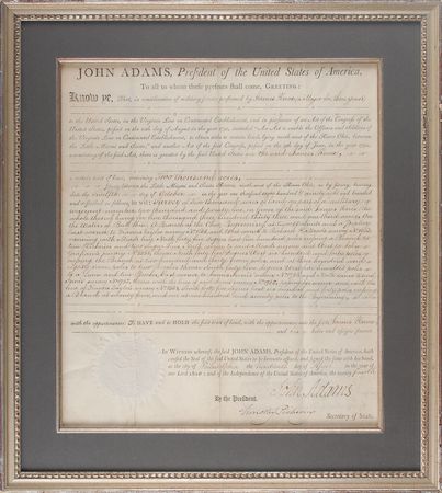 Lot #3 John Adams: Beautiful presidential grant