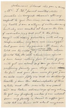 Lot #35 Abraham Lincoln: The case of a rebel prisoner 