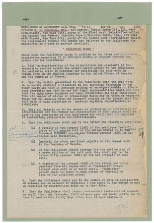 Lot #655 D. H. Lawrence: A year after Lady Chatterley, Lawrence signs on for a compilation of poetry - Image 1