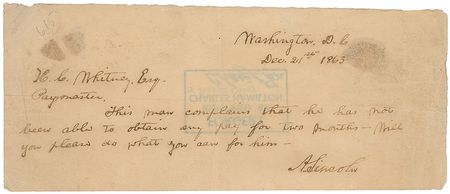 Lot #198 Joseph Cosey: Abraham Lincoln Cosey Forgery - Image 1