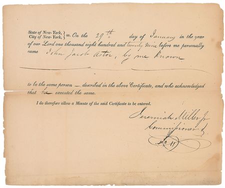 Lot #306 John Jacob Astor Signed Document - Image 2