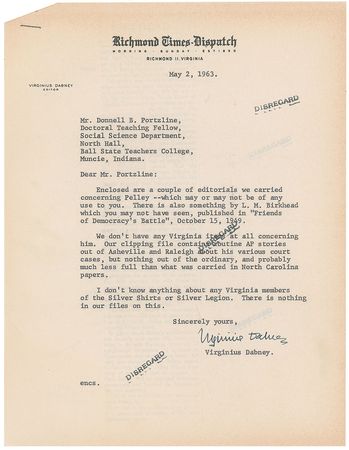 Lot #199 William Dudley Pelley and the Silver Legion: Lindbergh denies involvement with the notorious leader: 