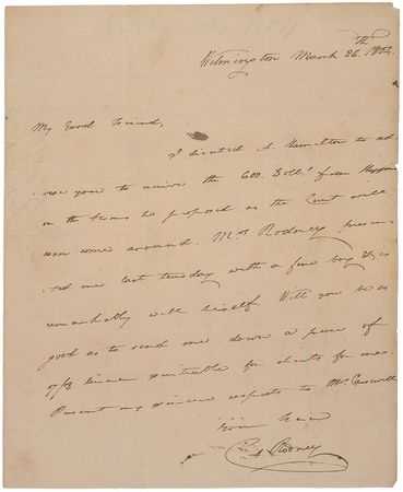 Lot #374 Caeser Rodney Handwritten Letter Signed - Image 1
