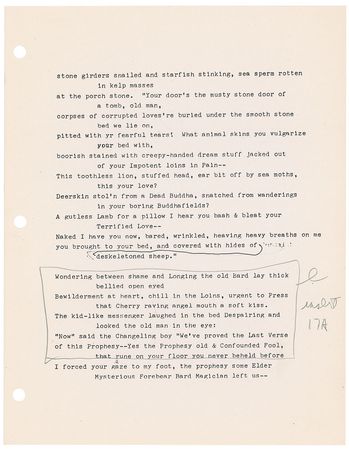 Lot #638 Allen Ginsberg: Ginsberg?s drafts of ?Contest of Bards,? triple-signed and inscribed to Peter Orlovsky - Image 2