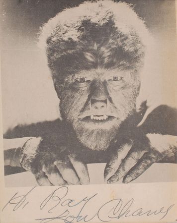 Lot #947 Lon Chaney, Jr: The Wolf Man signs his rare in-character photo - Image 1