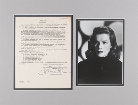 Lot #1047 Katharine Hepburn Signed Document - Image 1