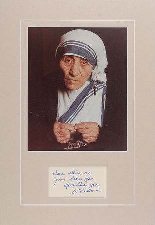 Lot #255 Mother Teresa Signed Quote - Image 1
