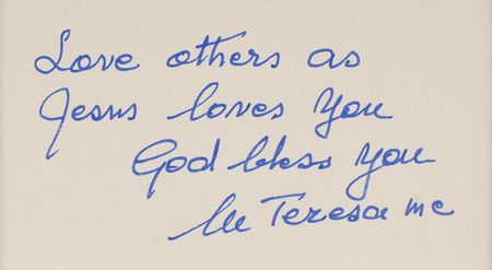Lot #255 Mother Teresa Signed Quote - Image 2