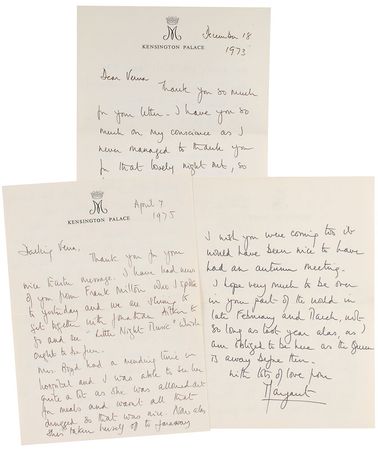 Lot #367 Princess Margaret Handwritten Letters Signed - Image 1