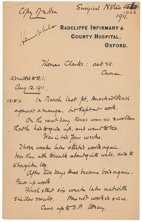 Lot #359 William Osler Medical Record - Image 1