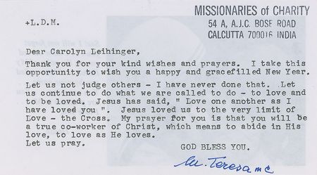 Lot #353 Mother Teresa Typed Letter Signed - Image 1