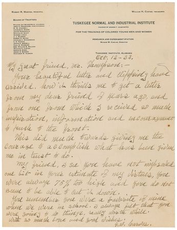 Lot #318 George Washington Carver Handwritten Letter Signed - Image 1