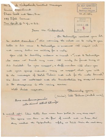Lot #378 Albert Schweitzer Signed Letter - Image 1