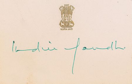 Lot #327 Indira and Rajiv Gandhi Signatures - Image 1