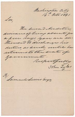 Lot #21 John Tyler Signed Letter