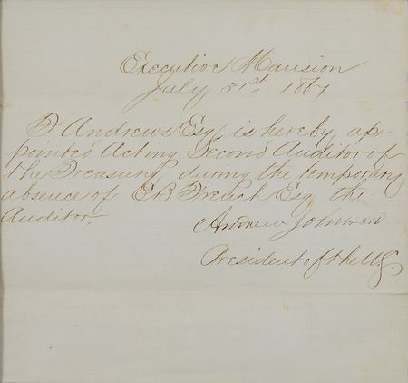 Lot #40 Andrew Johnson Signed Document - Image 2