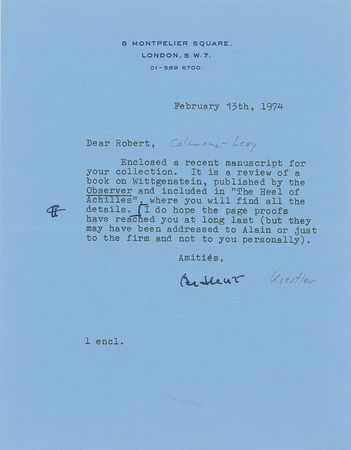 Lot #652 Arthur Koestler Manuscript and Typed Letter Signed - Image 1