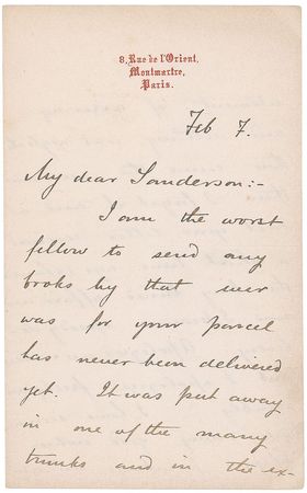 Lot #351 Francis D. Millet Handwritten Letter Signed - Image 1