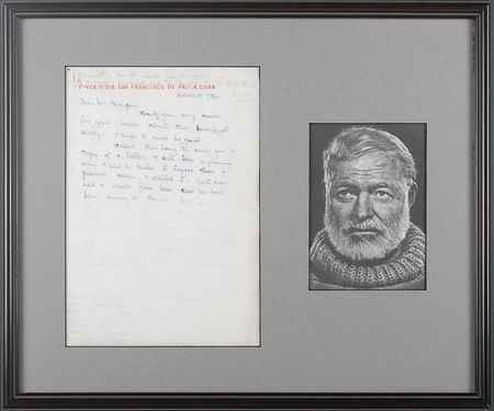 Lot #645 Ernest Hemingway: ?Have written 6500 words,? writes Hemingway,struggling with his final book, The Dangerous Summer - Image 1