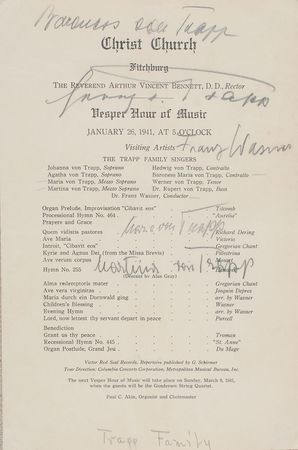 Lot #861 Von Trapp Family Program Page - Image 2