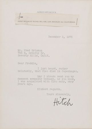 Lot #961 Alfred Hitchcock Typed Letter Signed - Image 1